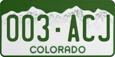 CO license plate 003ACJ