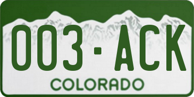 CO license plate 003ACK