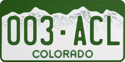 CO license plate 003ACL