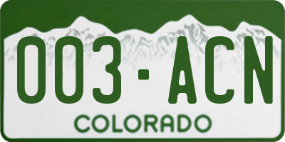 CO license plate 003ACN