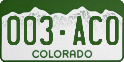 CO license plate 003ACO
