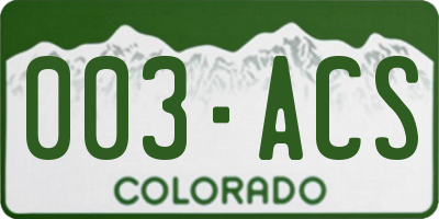 CO license plate 003ACS