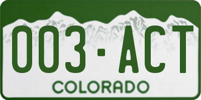 CO license plate 003ACT