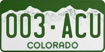 CO license plate 003ACU