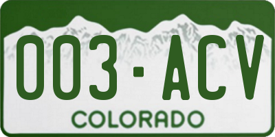 CO license plate 003ACV