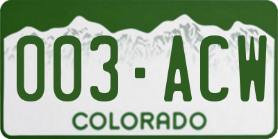 CO license plate 003ACW