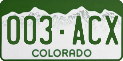 CO license plate 003ACX