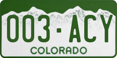 CO license plate 003ACY