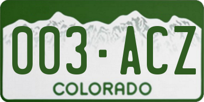 CO license plate 003ACZ