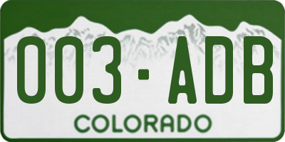 CO license plate 003ADB