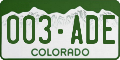 CO license plate 003ADE