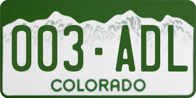 CO license plate 003ADL