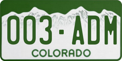 CO license plate 003ADM