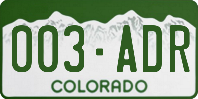 CO license plate 003ADR