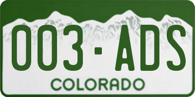 CO license plate 003ADS