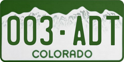CO license plate 003ADT