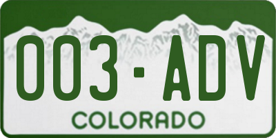 CO license plate 003ADV