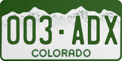 CO license plate 003ADX