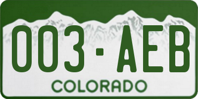 CO license plate 003AEB
