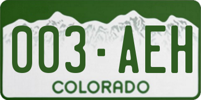 CO license plate 003AEH