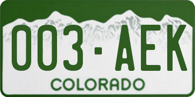 CO license plate 003AEK