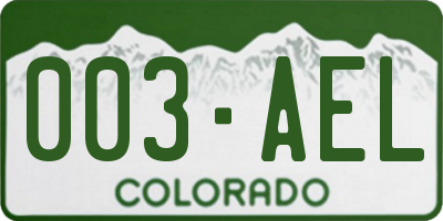 CO license plate 003AEL