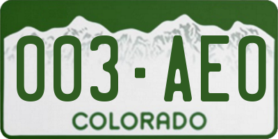 CO license plate 003AEO
