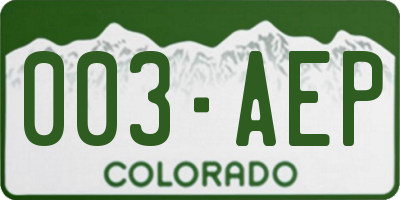 CO license plate 003AEP