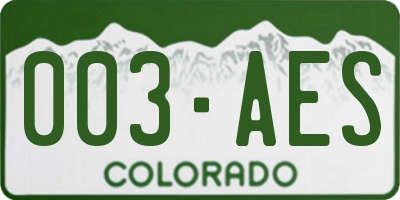 CO license plate 003AES