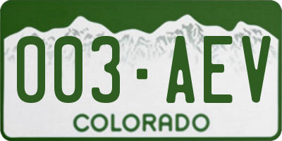 CO license plate 003AEV