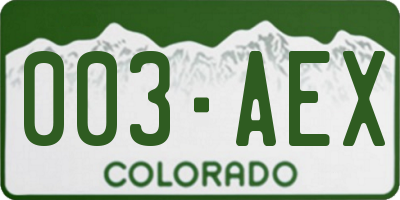 CO license plate 003AEX