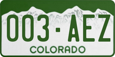 CO license plate 003AEZ
