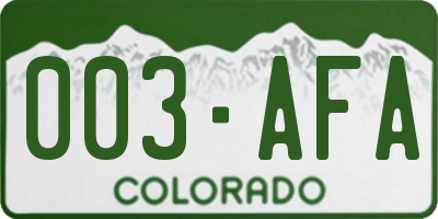 CO license plate 003AFA