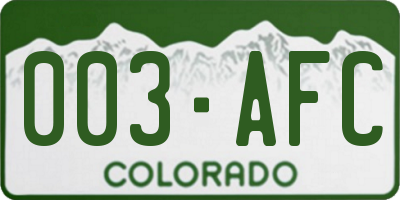 CO license plate 003AFC