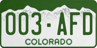 CO license plate 003AFD