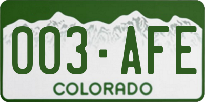 CO license plate 003AFE