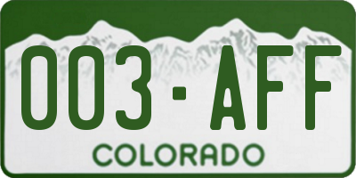 CO license plate 003AFF