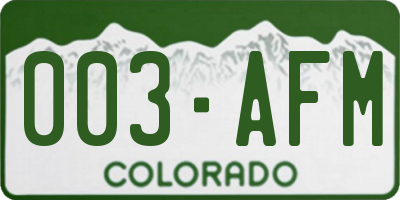 CO license plate 003AFM