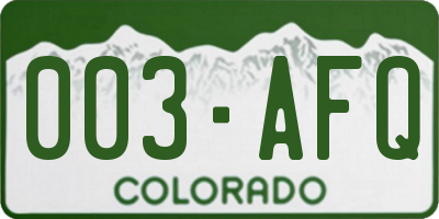 CO license plate 003AFQ