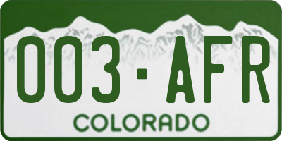 CO license plate 003AFR