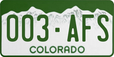 CO license plate 003AFS