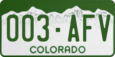 CO license plate 003AFV