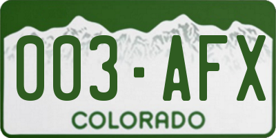 CO license plate 003AFX