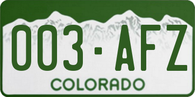 CO license plate 003AFZ