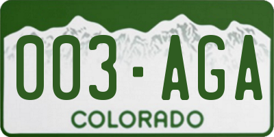 CO license plate 003AGA