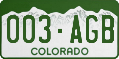 CO license plate 003AGB