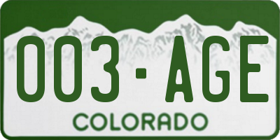 CO license plate 003AGE