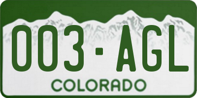 CO license plate 003AGL