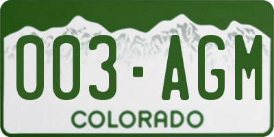 CO license plate 003AGM