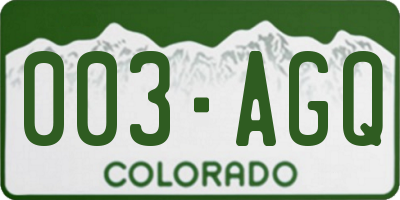 CO license plate 003AGQ